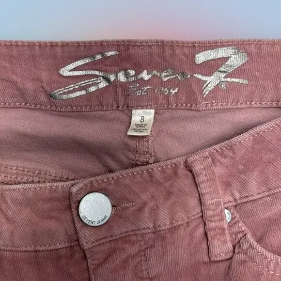 SEVEN7 Women’s 8 Dusty Pink ULTRA HIGH RISE Corduroy Jeans - Picture 4 of 5